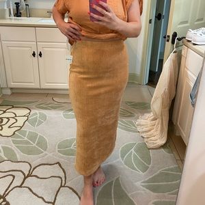 Orange-y yellow ribbed velvet Free People skirt